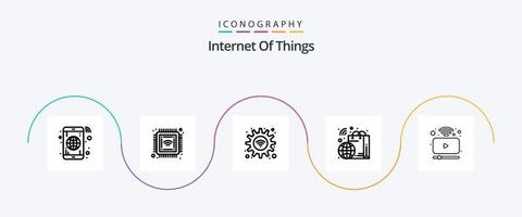 Internet Of Things Line 5 Icon Pack Including p. smart. gear. shopping. bag vector
