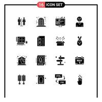 Universal Icon Symbols Group of 16 Modern Solid Glyphs of graphic supporter edit support people Editable Vector Design Elements