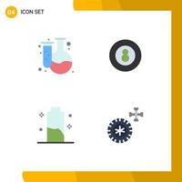 Set of 4 Vector Flat Icons on Grid for back to school battery flask ball charging Editable Vector Design Elements