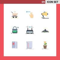 Pictogram Set of 9 Simple Flat Colors of internet link marketing internet domain Editable Vector Design Elements