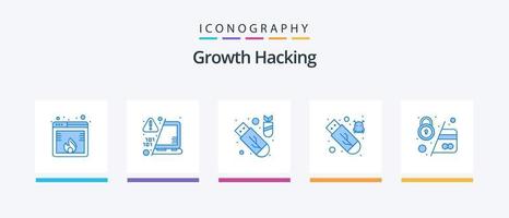 Hacking Blue 5 Icon Pack Including atm. usb. warn. stick. ddos. Creative Icons Design vector