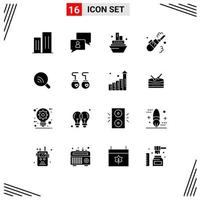 Pack of 16 Modern Solid Glyphs Signs and Symbols for Web Print Media such as research pipe user vacuum cleaner Editable Vector Design Elements