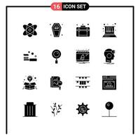 16 Universal Solid Glyphs Set for Web and Mobile Applications bath physics halloween pendulum web Editable Vector Design Elements