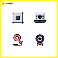 Group of 4 Modern Filledline Flat Colors Set for layout gander audio play video play mom Editable Vector Design Elements