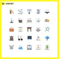 User Interface Pack of 25 Basic Flat Colors of device computer sign online mobile Editable Vector Design Elements