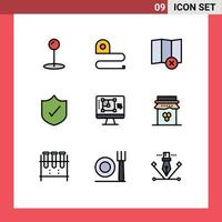 conjunto de 9 iconos de interfaz de usuario modernos signos de símbolos para el desayuno mejorar la herramienta de diseño de mapas elementos de diseño de vectores editables por computadora