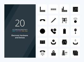 20 Devices Solid Glyph icon for presentation vector