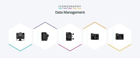 Data Management 25 Glyph icon pack including data . server. search . work . share vector