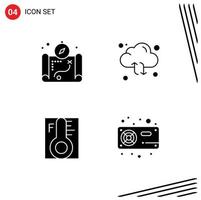 Stock Vector Icon Pack of 4 Line Signs and Symbols for map light cloud arrow sun Editable Vector Design Elements