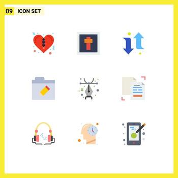 9 Universal Flat Colors Set for Web and Mobile Applications copy pen left illustration rename Editable Vector Design Elements