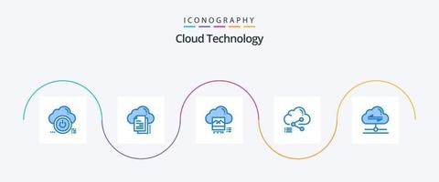 Cloud Technology Blue 5 Icon Pack Including data. share. cloud. online. file vector