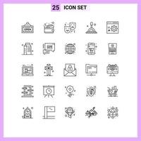 25 iconos creativos signos y símbolos modernos de desarrollo codificación expresión navegador lupa elementos de diseño vectorial editables vector