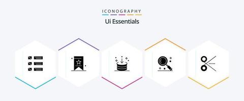 Ui Essentials 25 Glyph icon pack including magnifying. interface. tag. interface. download vector