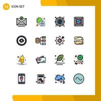 Group of 16 Flat Color Filled Lines Signs and Symbols for interface browser archive processor cpu Editable Creative Vector Design Elements