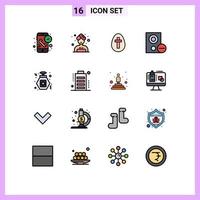 User Interface Pack of 16 Basic Flat Color Filled Lines of perfume hardware egg gadget computers Editable Creative Vector Design Elements
