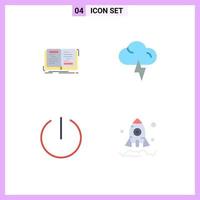 4 Universal Flat Icons Set for Web and Mobile Applications book switch writing lightning business Editable Vector Design Elements