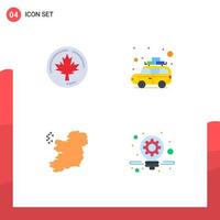 Pictogram Set of 4 Simple Flat Icons of autumn map maple travel business Editable Vector Design Elements