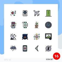 16 Universal Flat Color Filled Line Signs Symbols of online shop light mete airport gadget device Editable Creative Vector Design Elements