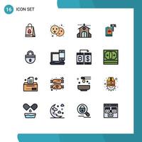 16 iconos creativos signos y símbolos modernos de subasta de martillo acción de celebración boda elementos de diseño de vectores creativos editables