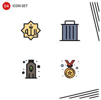 Modern Set of 4 Filledline Flat Colors Pictograph of allah trash god garbage plant Editable Vector Design Elements