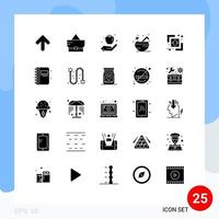 User Interface Pack of 25 Basic Solid Glyphs of finder difference fruit summer coconut Editable Vector Design Elements