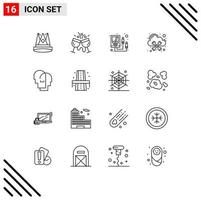 Stock Vector Icon Pack of 16 Line Signs and Symbols for management database cocktail multi meter electronics Editable Vector Design Elements