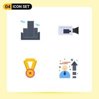 Group of 4 Flat Icons Signs and Symbols for building efficiency cam achievement speedometer Editable Vector Design Elements