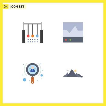 Flat Icon Pack of 4 Universal Symbols of acrobatic scope ring ecg increase Editable Vector Design Elements
