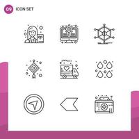 9 Universal Outline Signs Symbols of delivery lantern data lamp resources Editable Vector Design Elements