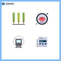 User Interface Pack of 4 Basic Flat Icons of cypress transport lotus cortege ad Editable Vector Design Elements