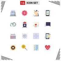 conjunto de 16 iconos de interfaz de usuario modernos signos de símbolos para aros compartir arte móvil compartir documento estacionario paquete editable de elementos creativos de diseño de vectores