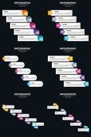 plantilla de diapositiva de presentación del paquete de infografías vectoriales 6 diagramas de ciclo de 5 pasos y líneas de tiempo vector