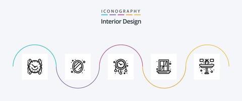 Interior Design Line 5 Icon Pack Including flower. home. decoration. window. decorate house vector