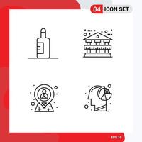 Pictogram Set of 4 Simple Filledline Flat Colors of bottle location architecture employee analysis Editable Vector Design Elements