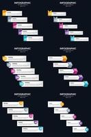 plantilla de diapositiva de presentación del paquete de infografías vectoriales 6 diagramas de ciclo de 5 pasos y líneas de tiempo vector