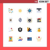 16 Universal Flat Color Signs Symbols of corporate treasure sunrise pirate startup Editable Pack of Creative Vector Design Elements