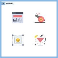 Pack of 4 creative Flat Icons of analytics web coach whistle drink Editable Vector Design Elements