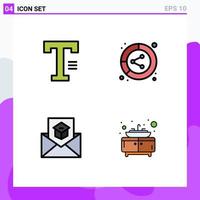 4 Creative Icons Modern Signs and Symbols of type communication word data email Editable Vector Design Elements