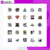 Set of 25 Modern UI Icons Symbols Signs for paper computer paint coding yoga Editable Vector Design Elements