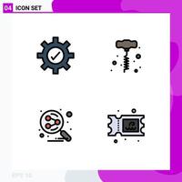 Stock Vector Icon Pack of 4 Line Signs and Symbols for gear search engine drill network water Editable Vector Design Elements