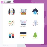 User Interface Pack of 9 Basic Flat Colors of monitor control idea eyedropper color Editable Vector Design Elements