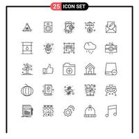 Group of 25 Lines Signs and Symbols for envelope edit dartboard compose investment Editable Vector Design Elements