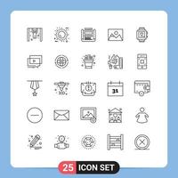 Group of 25 Lines Signs and Symbols for handwatch photographer blueprint photo layout Editable Vector Design Elements