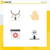 User Interface Pack of 4 Basic Flat Icons of cross internet holiday four webpage Editable Vector Design Elements