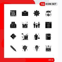 paquete de iconos vectoriales de 16 líneas y símbolos para la famosa configuración de protección de video amor cuidado corazón elementos de diseño vectorial editables vector