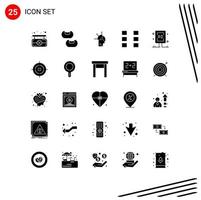 Modern Set of 25 Solid Glyphs and symbols such as commercial board art billboard wireframe Editable Vector Design Elements