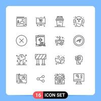 16 Universal Outlines Set for Web and Mobile Applications error halloween monitor ghoul trash Editable Vector Design Elements