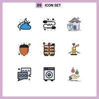 Set of 9 Modern UI Icons Symbols Signs for draw hazelnut marketing food casualty Editable Vector Design Elements