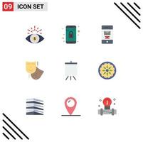 9 iconos creativos signos y símbolos modernos de máscaras de teatro chatarra de stand art elementos de diseño vectorial editables vector