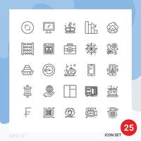 Modern Set of 25 Lines Pictograph of cloud descent pc analytics drink Editable Vector Design Elements